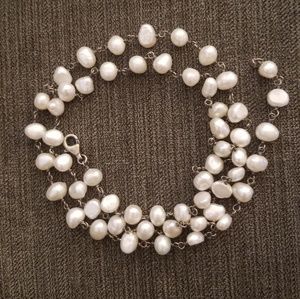 VGUC Silpada freshwater pearl necklace wear long or double STERLING SILVER